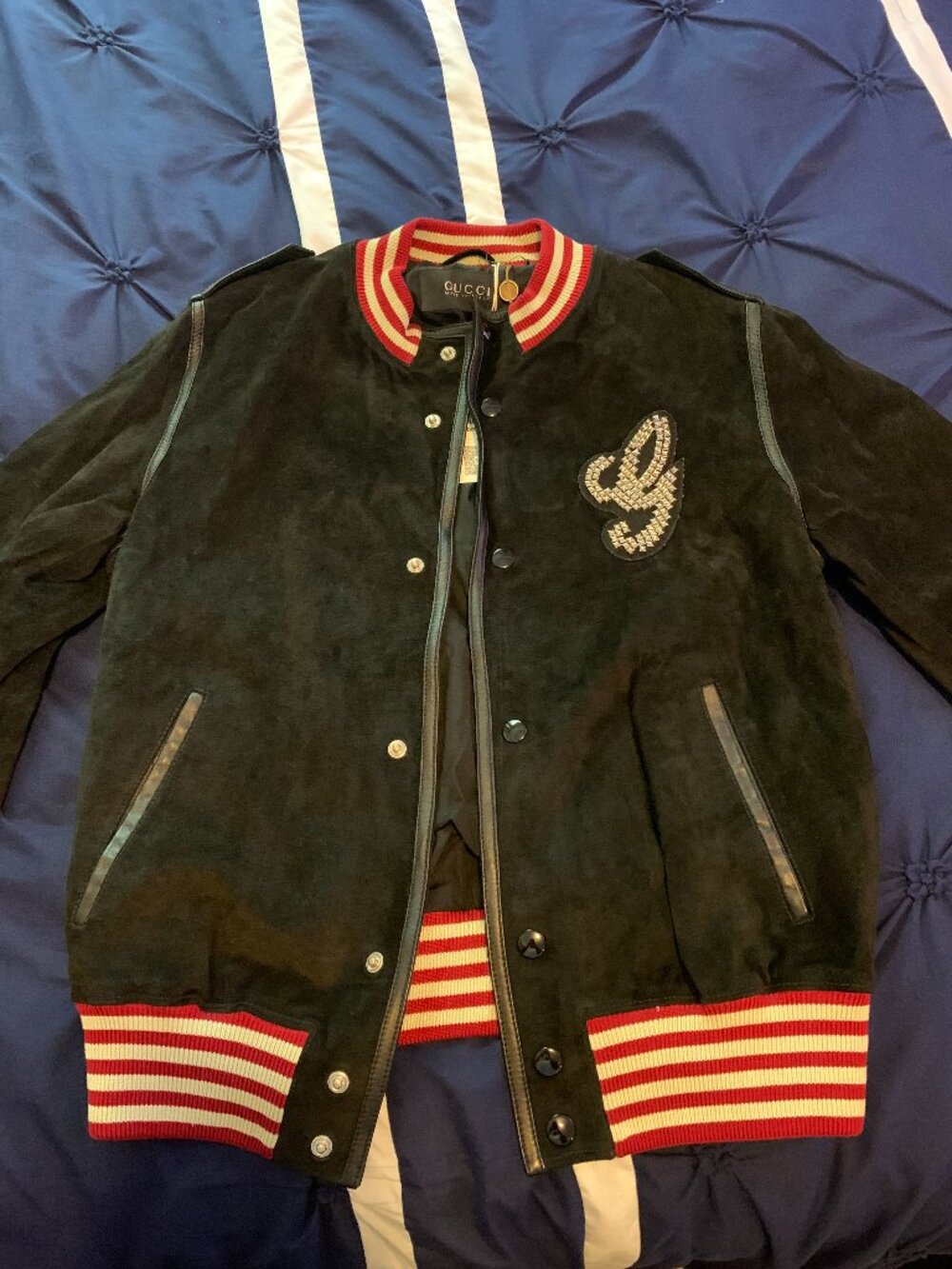 Gucci Varsity Signature studded jacket size 54.